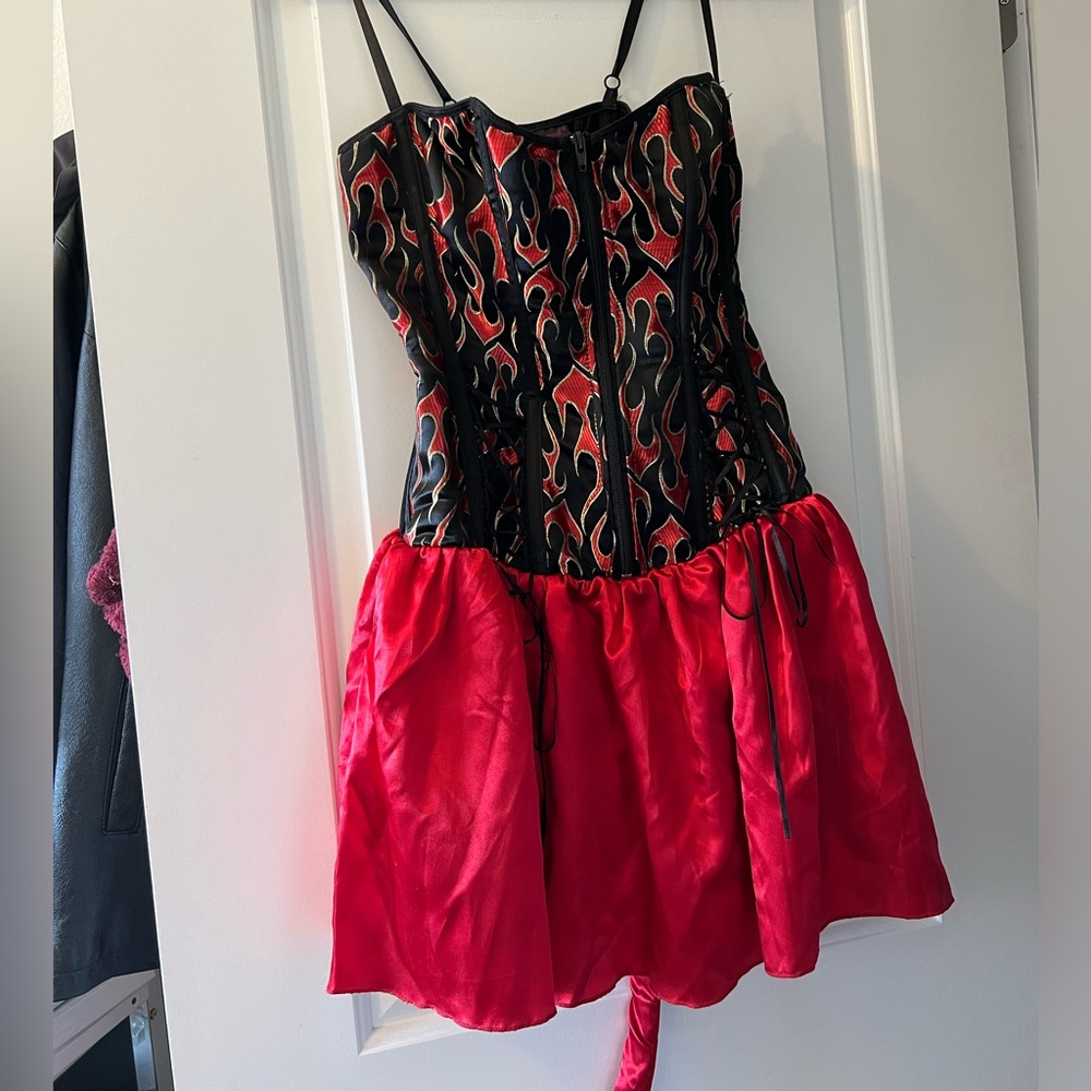 Halloween Devil Costume with fishnet stockings- sz L